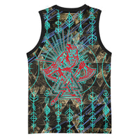 Viking Berserker Bear Warrior Basketball Jersey Norse Mythology Rune Sigil Illustration