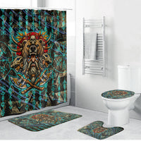 Viking Berserker Bear Warrior Bathroom Set Norse Mythology Rune Sigil Illustration