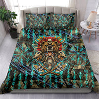 Viking Berserker Bear Warrior Bedding Set Norse Mythology Rune Sigil Illustration