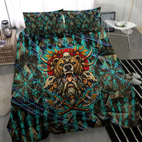 Viking Berserker Bear Warrior Bedding Set Norse Mythology Rune Sigil Illustration