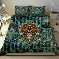 Viking Berserker Bear Warrior Bedding Set Norse Mythology Rune Sigil Illustration