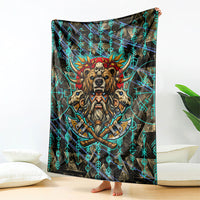 Viking Berserker Bear Warrior Blanket Norse Mythology Rune Sigil Illustration