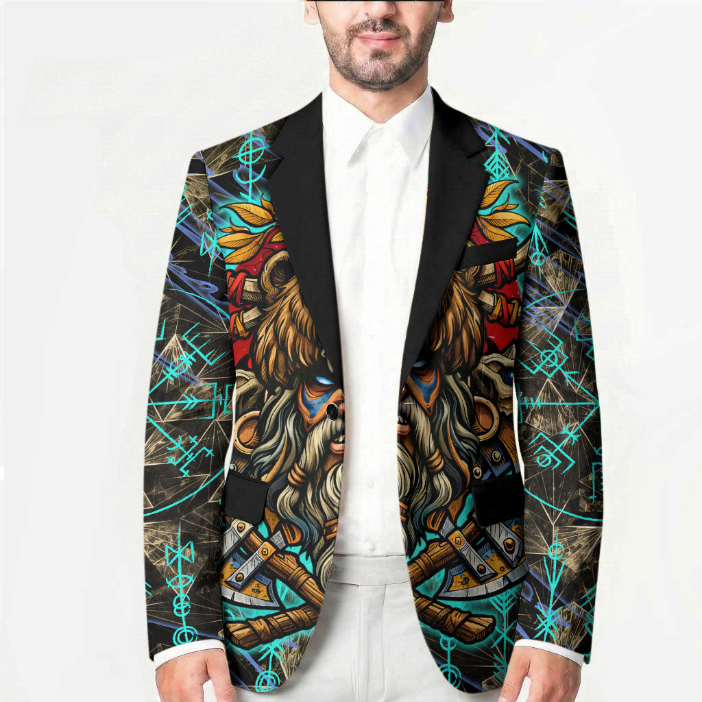 Viking Berserker Bear Warrior Blazer Norse Mythology Rune Sigil Illustration