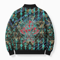 Viking Berserker Bear Warrior Bomber Puffer Jacket Norse Mythology Rune Sigil Illustration
