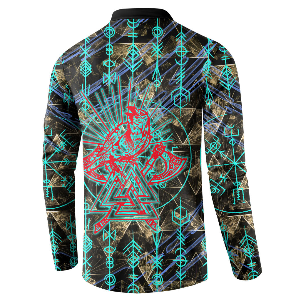 Viking Berserker Bear Warrior Button Sweatshirt Norse Mythology Rune Sigil Illustration
