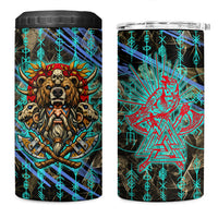 Viking Berserker Bear Warrior 4 in 1 Can Cooler Tumbler Norse Mythology Rune Sigil Illustration