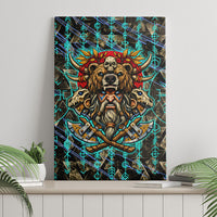 Viking Berserker Bear Warrior Canvas Wall Art Norse Mythology Rune Sigil Illustration