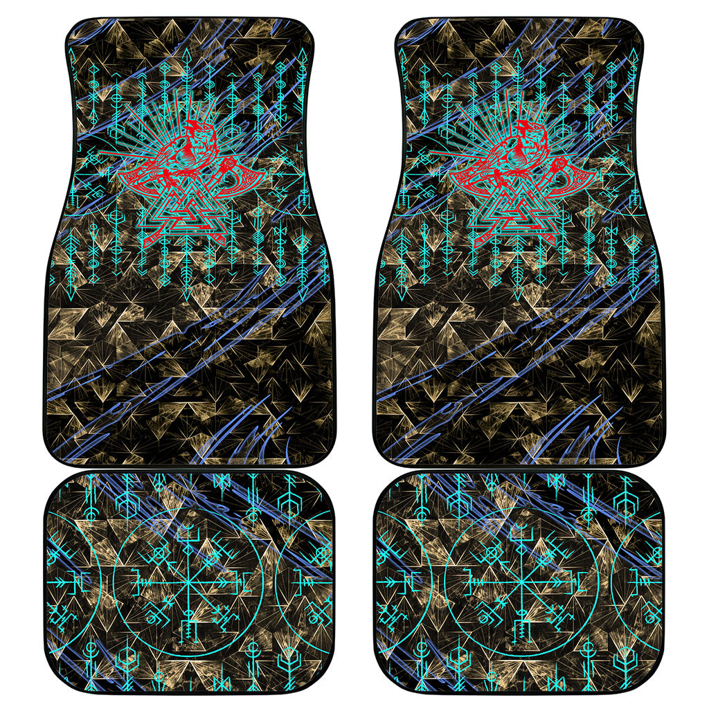 Viking Berserker Bear Warrior Car Mats Norse Mythology Rune Sigil Illustration