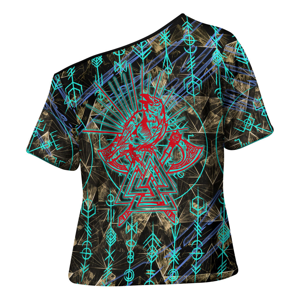 Viking Berserker Bear Warrior Cross Shoulder Shirt Norse Mythology Rune Sigil Illustration