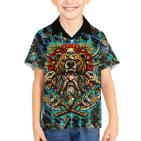 Viking Berserker Bear Warrior Hawaiian Shirt Norse Mythology Rune Sigil Illustration