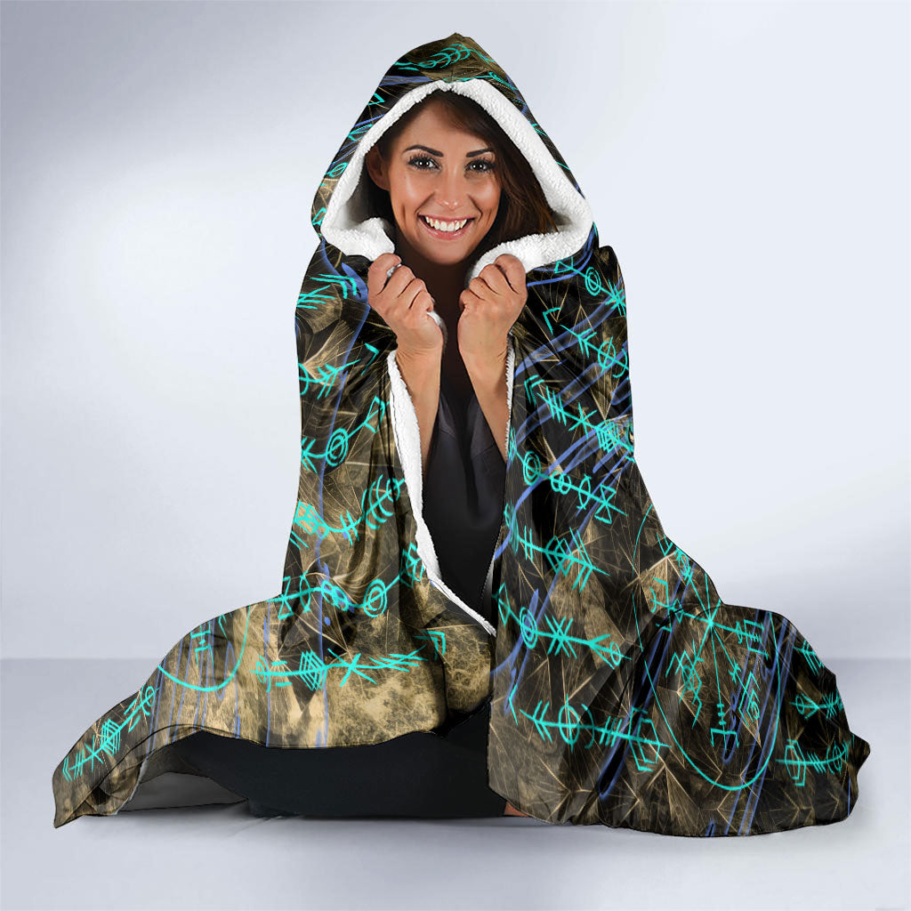 Viking Berserker Bear Warrior Hooded Blanket Norse Mythology Rune Sigil Illustration