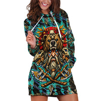 Viking Berserker Bear Warrior Hoodie Dress Norse Mythology Rune Sigil Illustration