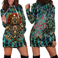 Viking Berserker Bear Warrior Hoodie Dress Norse Mythology Rune Sigil Illustration