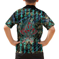Viking Berserker Bear Warrior Kid Hawaiian Shirt Norse Mythology Rune Sigil Illustration