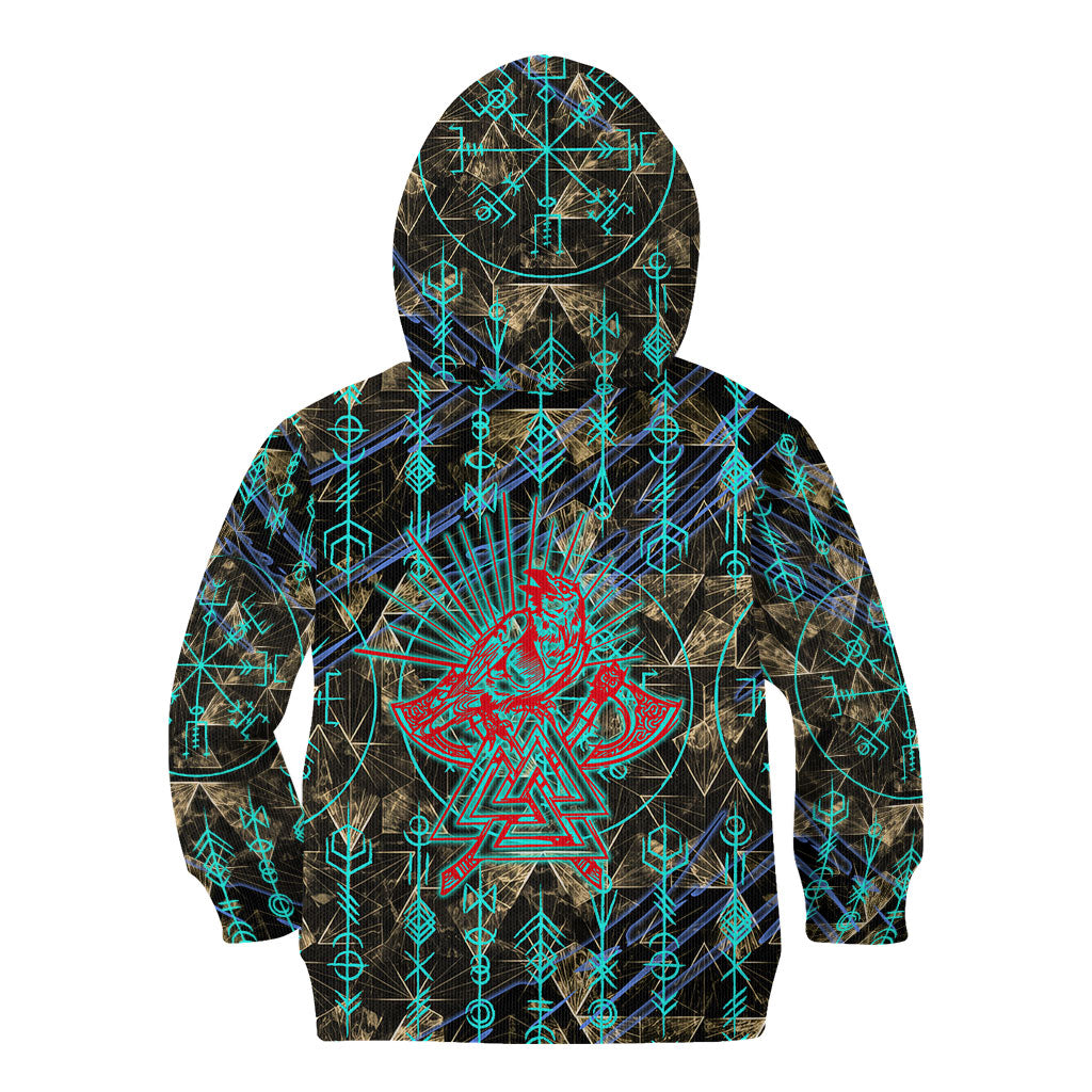 Viking Berserker Bear Warrior Kid Hoodie Norse Mythology Rune Sigil Illustration