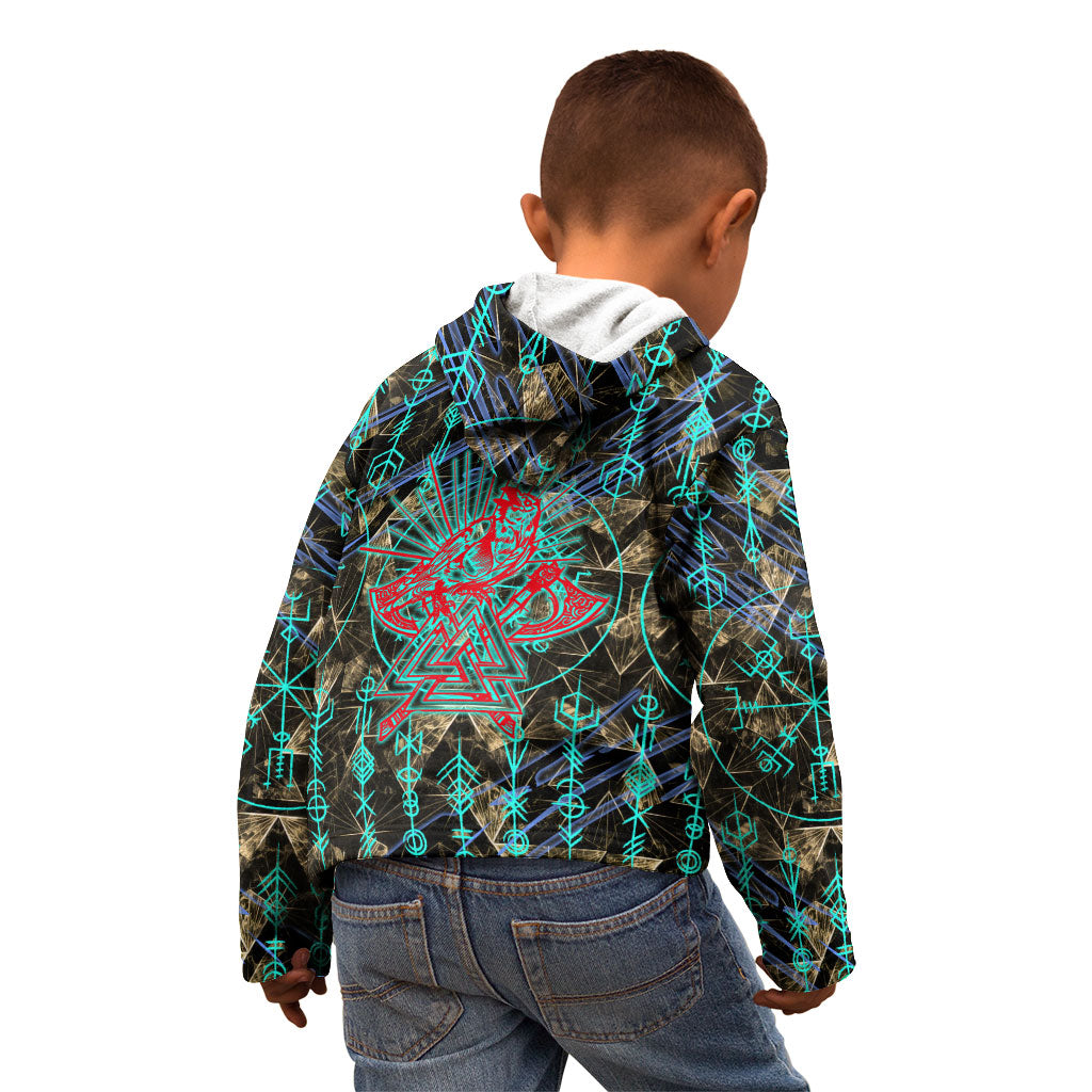 Viking Berserker Bear Warrior Kid Hoodie Norse Mythology Rune Sigil Illustration