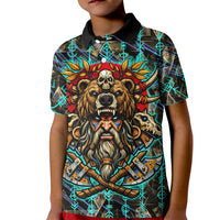 Viking Berserker Bear Warrior Kid Polo Shirt Norse Mythology Rune Sigil Illustration