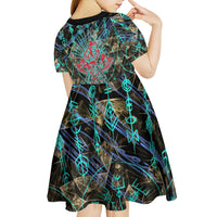 Viking Berserker Bear Warrior Kid Short Sleeve Dress Norse Mythology Rune Sigil Illustration