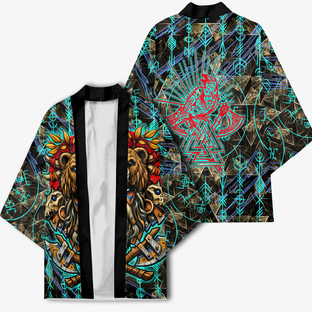 Viking Berserker Bear Warrior Kimono Norse Mythology Rune Sigil Illustration