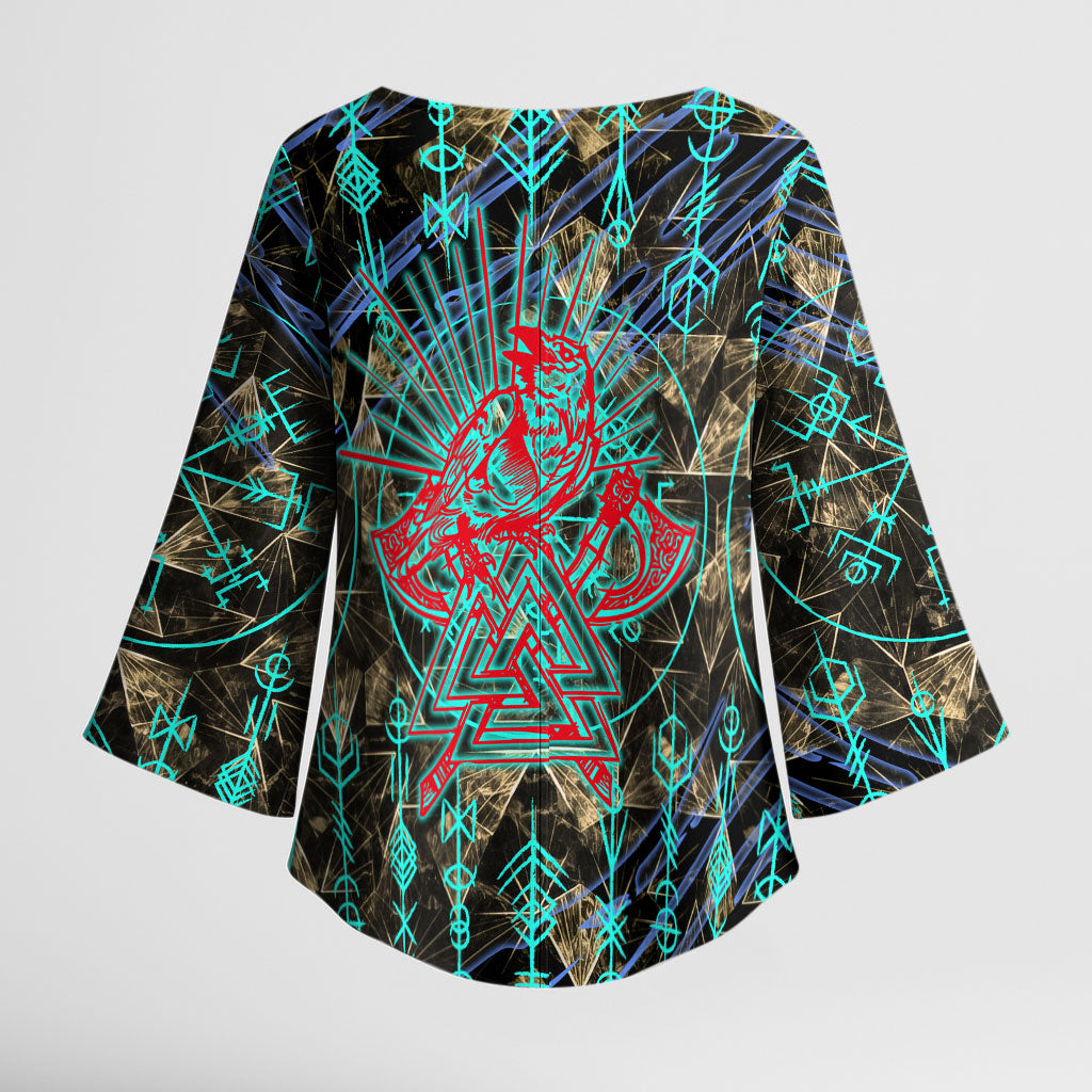 Viking Berserker Bear Warrior Kimono Sleeve Blouse Norse Mythology Rune Sigil Illustration