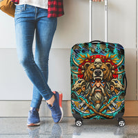Viking Berserker Bear Warrior Luggage Cover Norse Mythology Rune Sigil Illustration