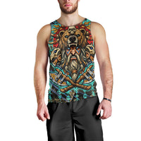 Viking Berserker Bear Warrior Men Tank Top Norse Mythology Rune Sigil Illustration