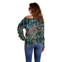 Viking Berserker Bear Warrior Off Shoulder Sweater Norse Mythology Rune Sigil Illustration