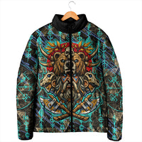 Viking Berserker Bear Warrior Padded Jacket Norse Mythology Rune Sigil Illustration