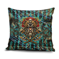 Viking Berserker Bear Warrior Pillow Cover Norse Mythology Rune Sigil Illustration