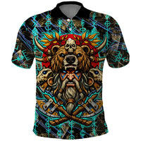 Viking Berserker Bear Warrior Polo Shirt Norse Mythology Rune Sigil Illustration