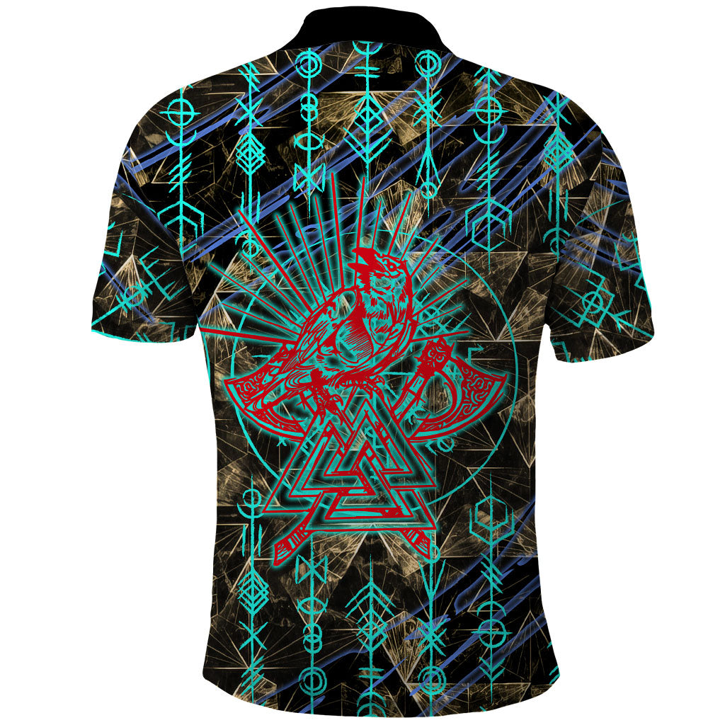 Viking Berserker Bear Warrior Polo Shirt Norse Mythology Rune Sigil Illustration