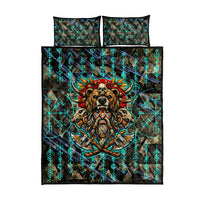 Viking Berserker Bear Warrior Quilt Bed Set Norse Mythology Rune Sigil Illustration