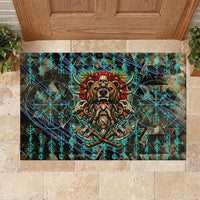 Viking Berserker Bear Warrior Rubber Doormat Norse Mythology Rune Sigil Illustration