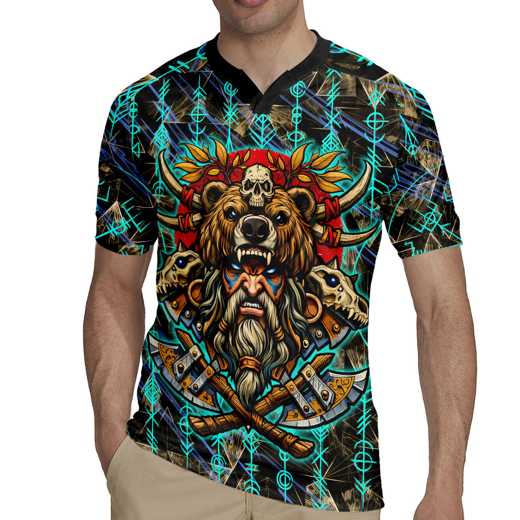 Viking Berserker Bear Warrior Rugby Jersey Norse Mythology Rune Sigil Illustration