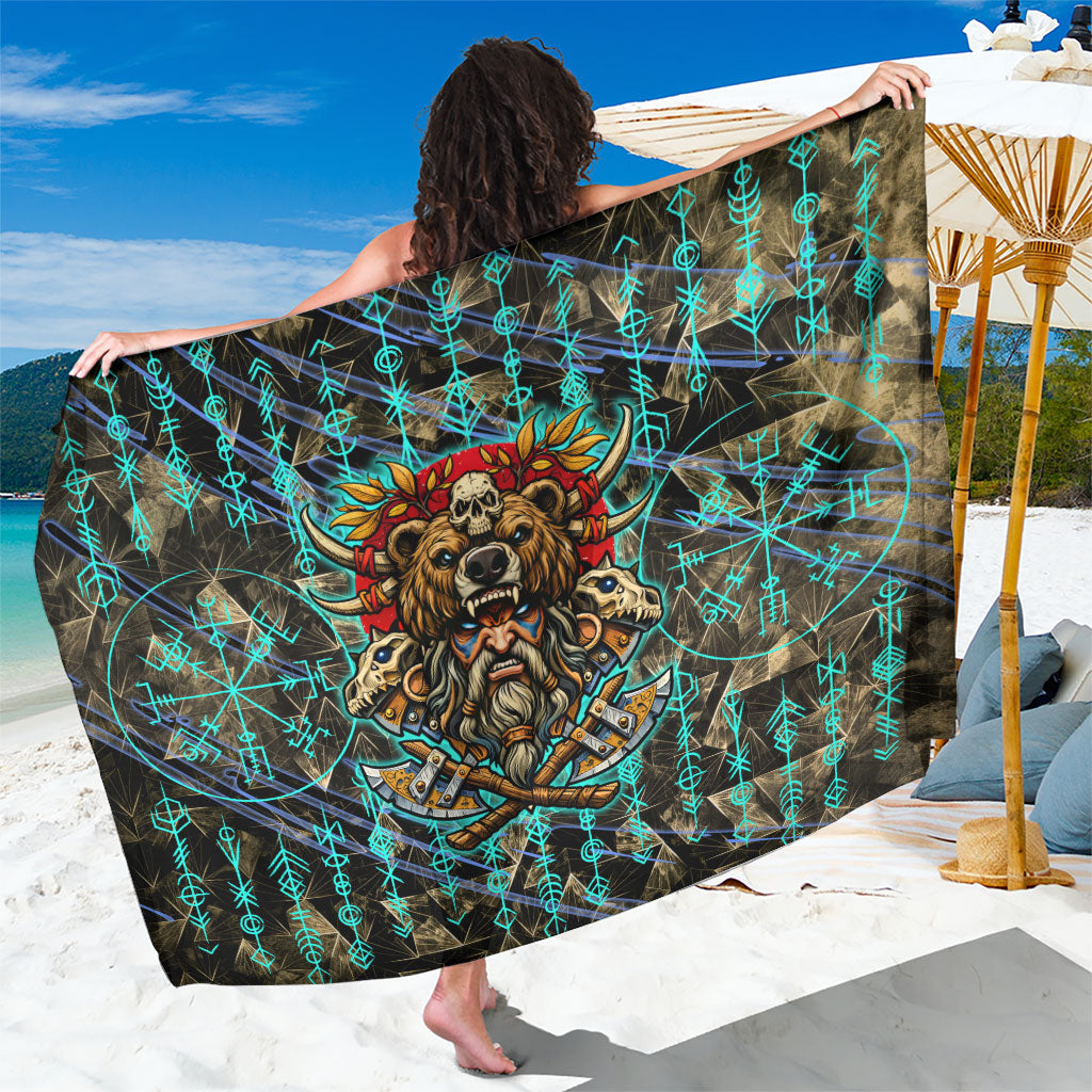 Viking Berserker Bear Warrior Sarong Norse Mythology Rune Sigil Illustration