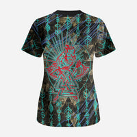 Viking Berserker Bear Warrior Scrub Top Norse Mythology Rune Sigil Illustration