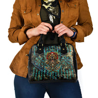 Viking Berserker Bear Warrior Shoulder Handbag Norse Mythology Rune Sigil Illustration
