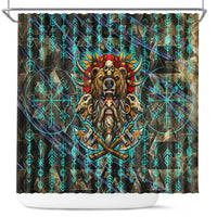 Viking Berserker Bear Warrior Shower Curtain Norse Mythology Rune Sigil Illustration