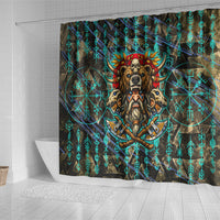 Viking Berserker Bear Warrior Shower Curtain Norse Mythology Rune Sigil Illustration