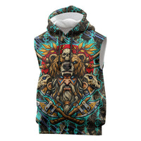 Viking Berserker Bear Warrior Sleeveless Hoodie Norse Mythology Rune Sigil Illustration