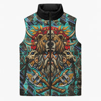 Viking Berserker Bear Warrior Sleeveless Puffer Jacket Norse Mythology Rune Sigil Illustration