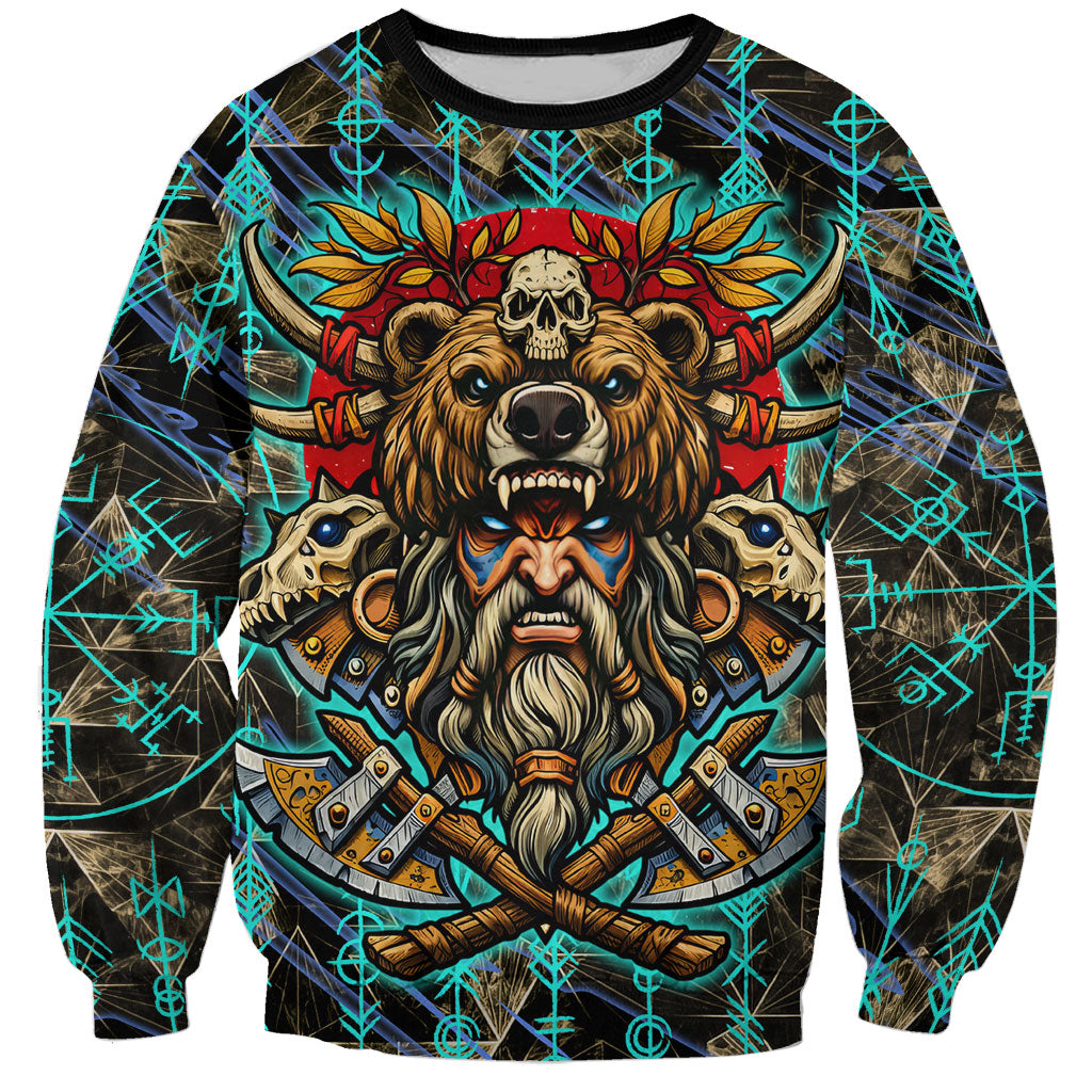Viking Berserker Bear Warrior Sweatshirt Norse Mythology Rune Sigil Illustration