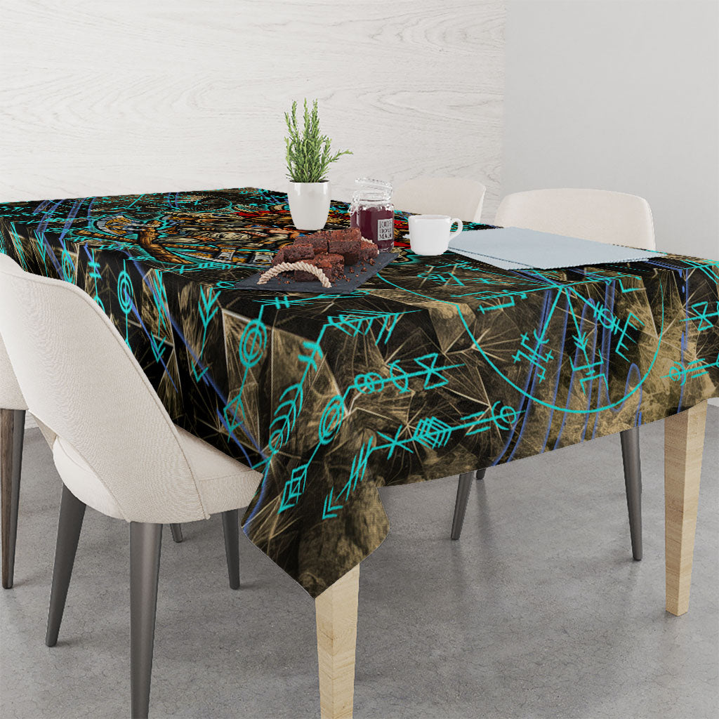 Viking Berserker Bear Warrior Tablecloth Norse Mythology Rune Sigil Illustration