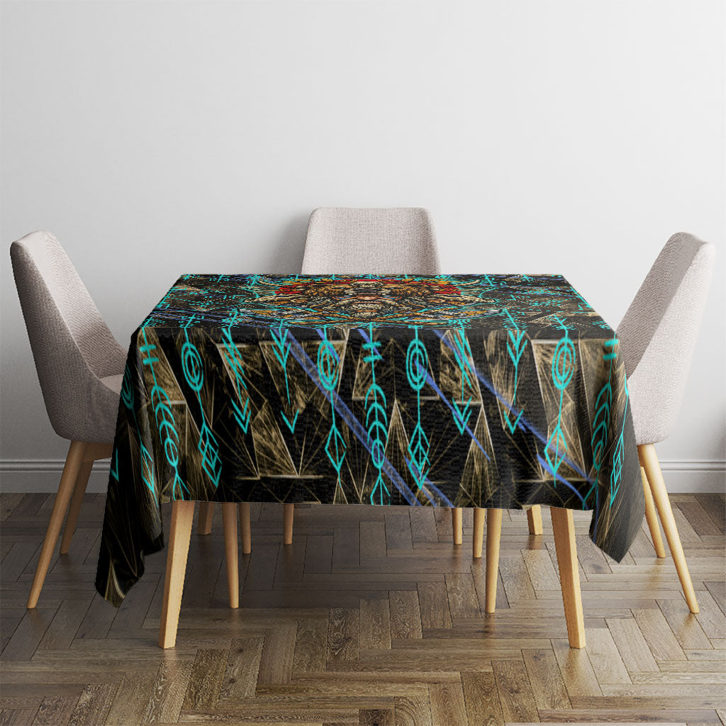 Viking Berserker Bear Warrior Tablecloth Norse Mythology Rune Sigil Illustration