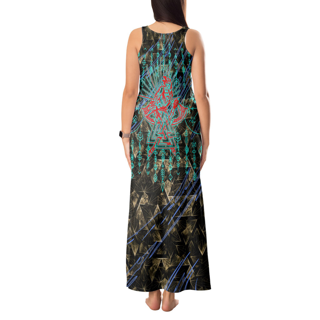 Viking Berserker Bear Warrior Tank Maxi Dress Norse Mythology Rune Sigil Illustration