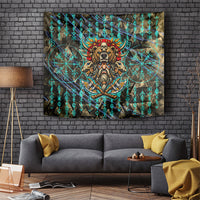 Viking Berserker Bear Warrior Tapestry Norse Mythology Rune Sigil Illustration