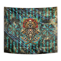 Viking Berserker Bear Warrior Tapestry Norse Mythology Rune Sigil Illustration