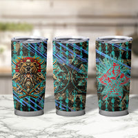 Viking Berserker Bear Warrior Tumbler Cup Norse Mythology Rune Sigil Illustration