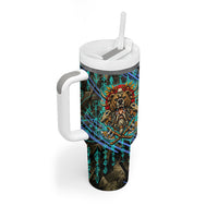 Viking Berserker Bear Warrior Tumbler With Handle Norse Mythology Rune Sigil Illustration