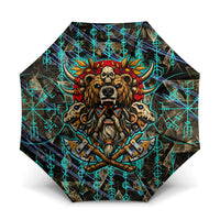 Viking Berserker Bear Warrior Umbrella Norse Mythology Rune Sigil Illustration